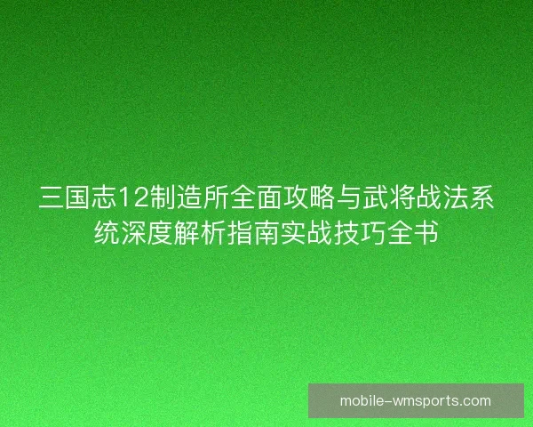 三国志12制造所全面攻略与武将战法系统深度解析指南实战技巧全书